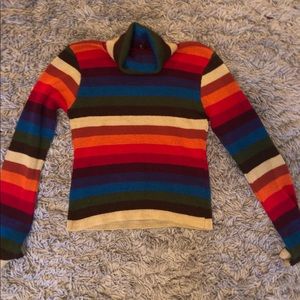 Rainbow striped turtle neck